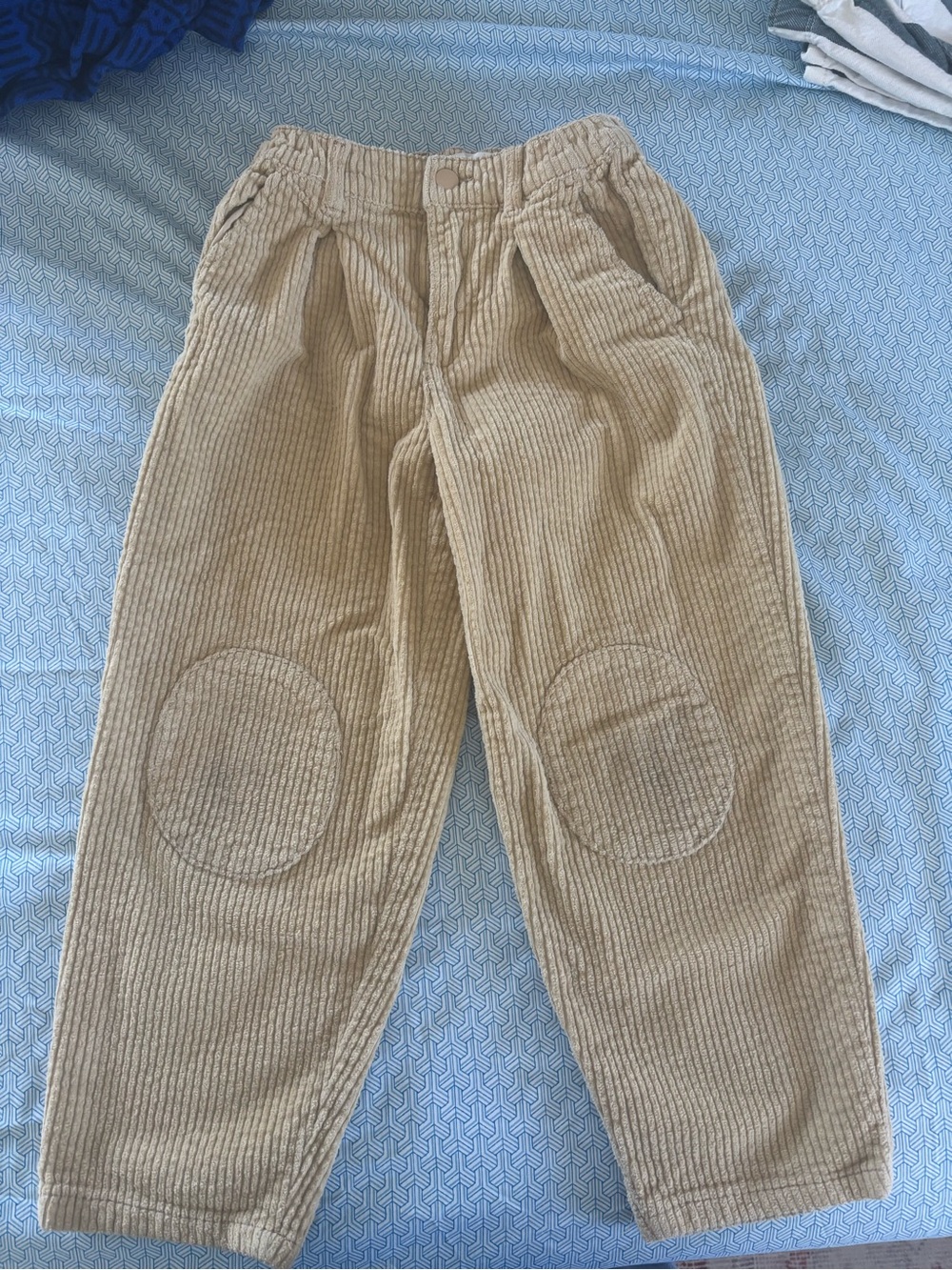 Zara Kids Beige Corduroy Pants with Knee Patches